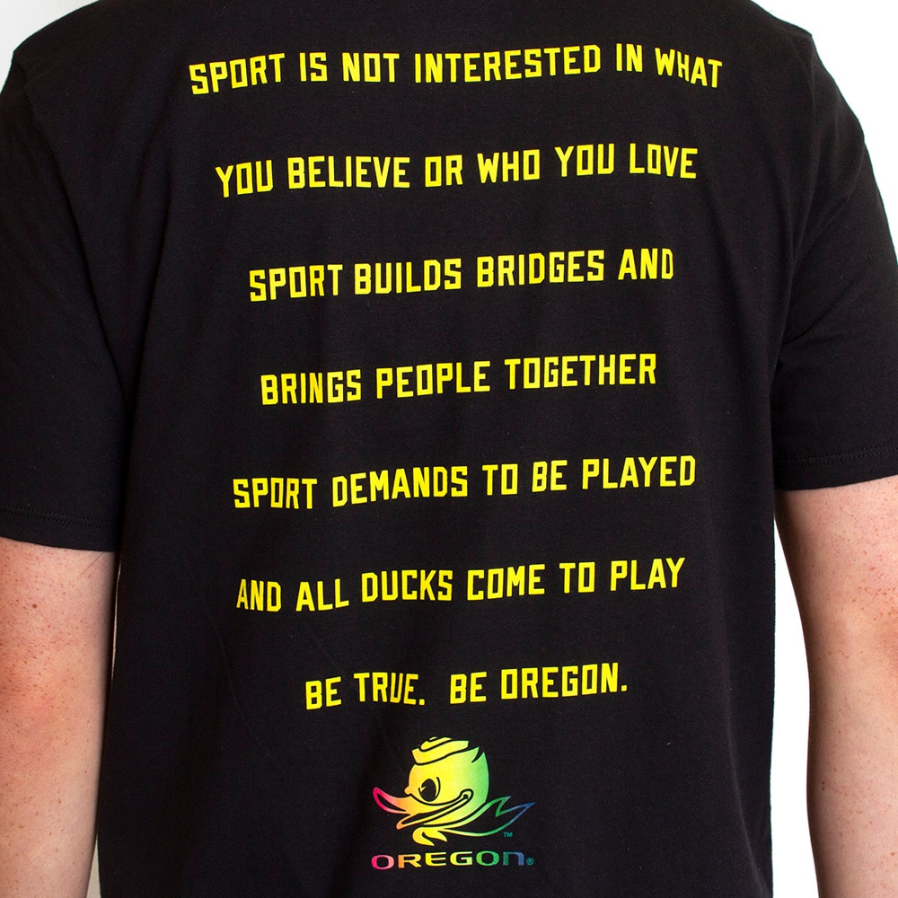 Fighting Duck, Nike, Black, Crew Neck, Cotton, Men, Rainbow Duck, Be True, 2018, T-Shirt, 317477